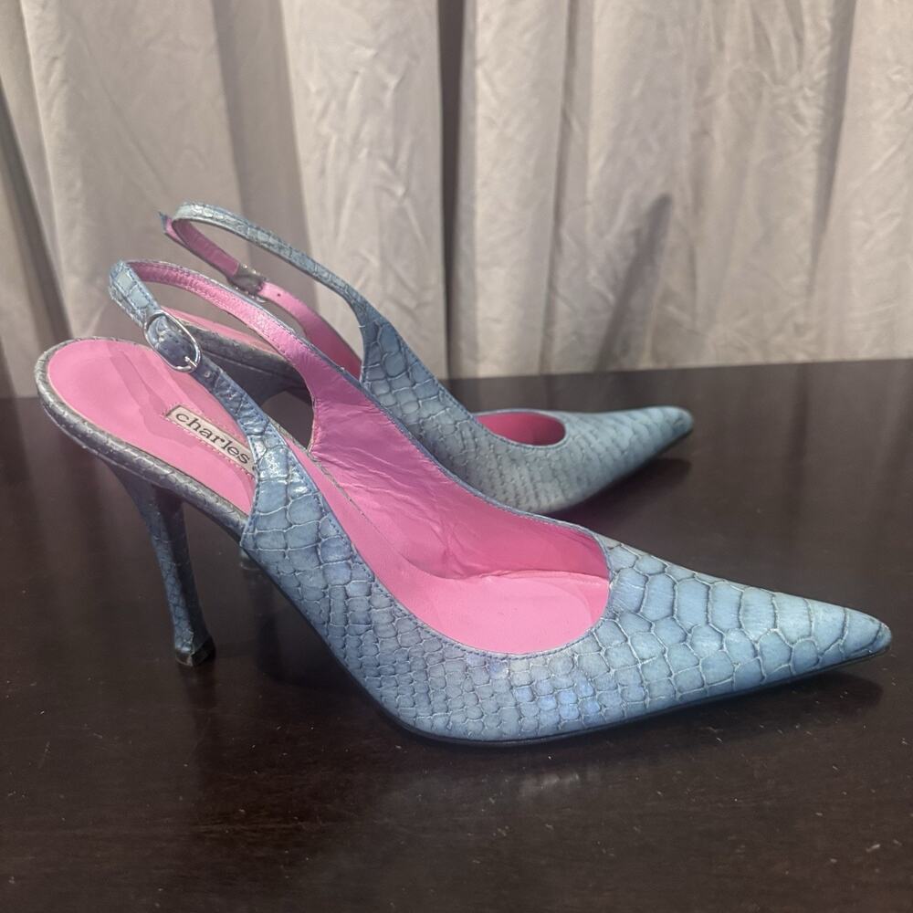 Pristine 90’s VTG Snakeskin Charles David All Leather Sling backs 9